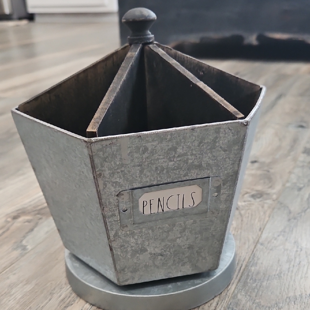Rae Dunn Hexagonal Galvanized Gray Metal Organizer - Picture 3 of 8